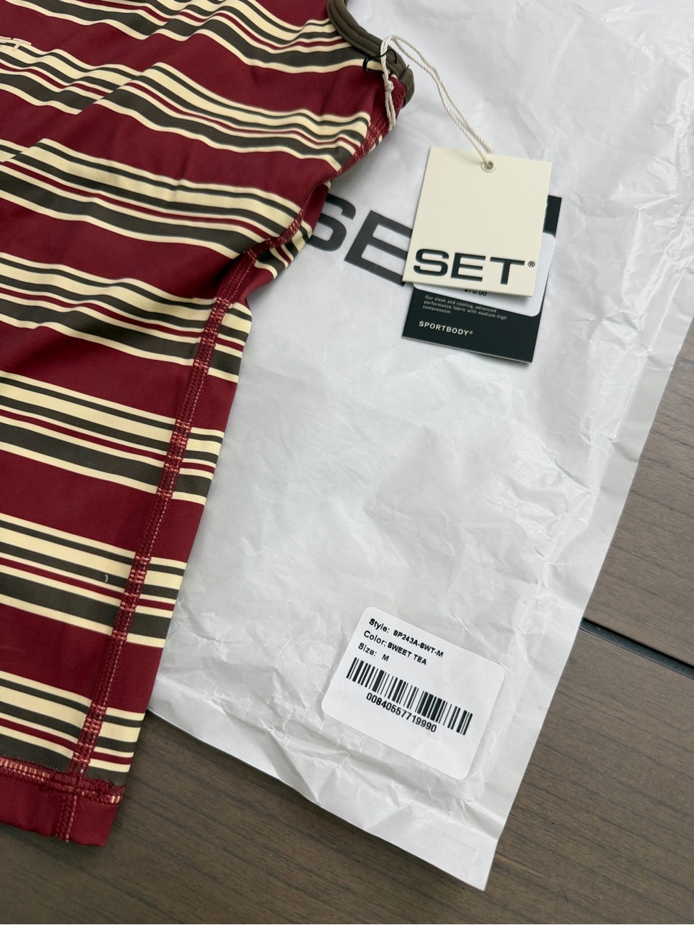 Set Active Sportbody Sporty Stripe Scoop Tank Sweet Tea Medium BNWT SOLD OUT Gym - Picture 8 of 8